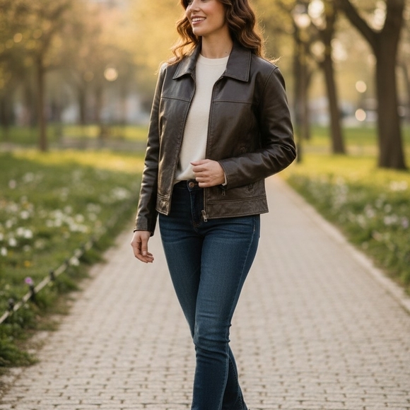 U.S. Polo Assn. Jackets & Blazers - U.S. Polo Assn. Black Brown Leather Zip-Front Jacket Classic Large